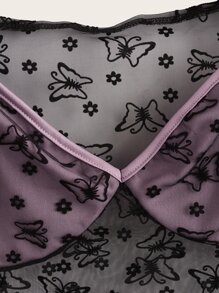 Mesh Butterfly Crop Top - Multicolor - View 3