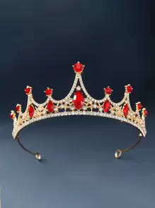1 Pieza Corona Metálica Para Novia, Accesorio De Fiesta Para Mujer - Rojo - Ver 2