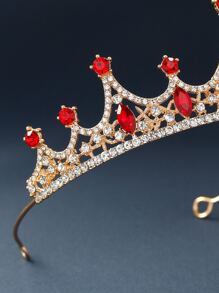 1 Pieza Corona Metálica Para Novia, Accesorio De Fiesta Para Mujer - Rojo - Ver 5