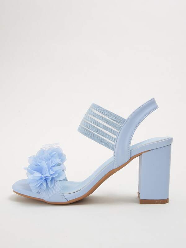 Women Appliques Decor Ankle Strap Sandals, Artificial Leather Chunky