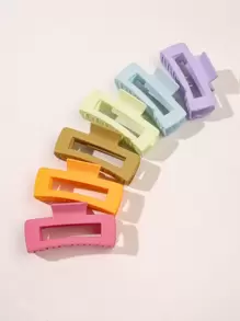 6pcs Geometric Rectangle Design Big Multicolored Hair Claw For Daily Casual Outing Wear Street - Multicolor - View 1