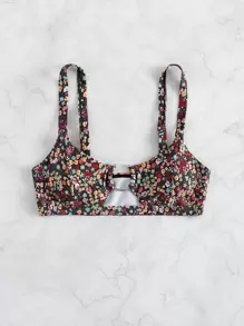 Swim Vcay 小碎花金屬圓環鏤空比基尼泳裝上衣 - 彩色 - 查看 4