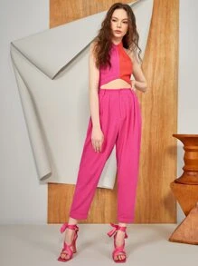 LALA BELTRÁN 雙色露背掛脖上衣 - 彩色 - 查看 4