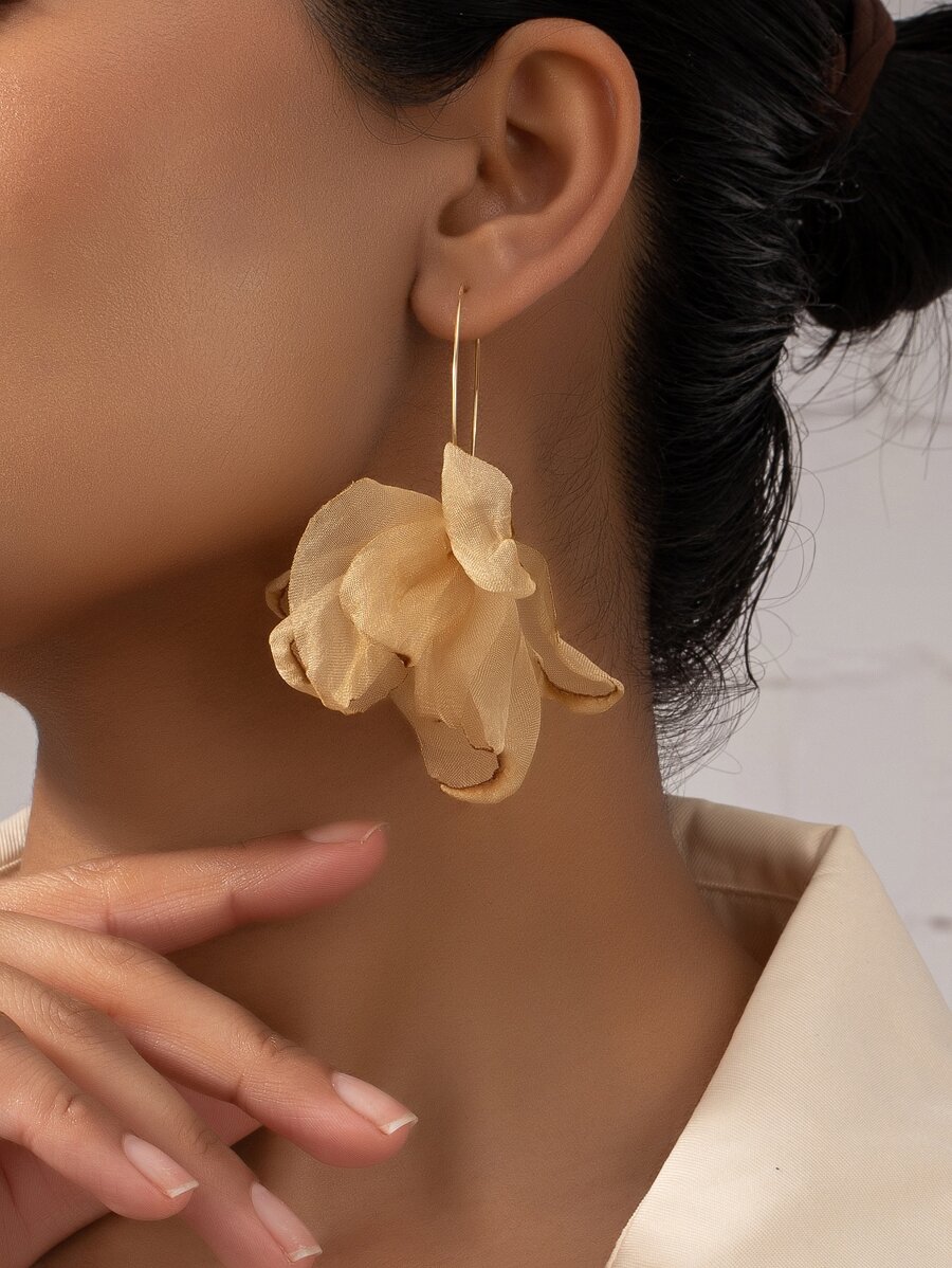 1 chiếc hoa vải thả bông tai trang sức bằng đồng Valentine, Mẹ, Mẹ, Ngày của Mẹ, Quà tặng - Màu vàng - Xem 1
