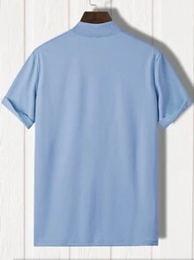 Manfinity LEGND Men Animal & Slogan Graphic Mock Neck Tee - Blue - View 2