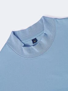 Manfinity LEGND Men Animal & Slogan Graphic Mock Neck Tee - Blue - View 4