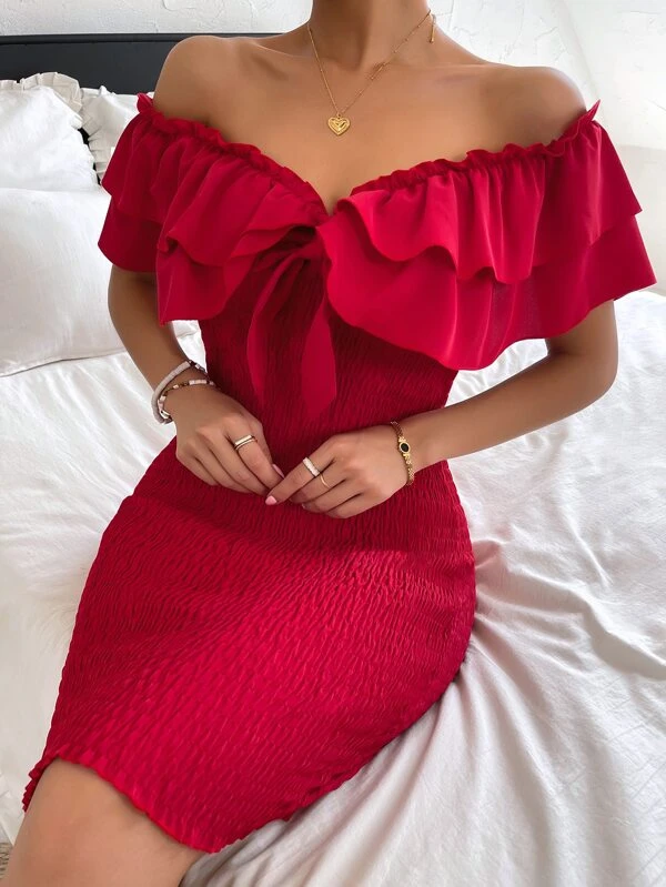 bodycon dress with ruffles at the bottom