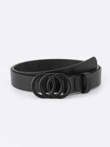 Cinturón con hebilla con diseño de 3 O - Negro - Ver 1