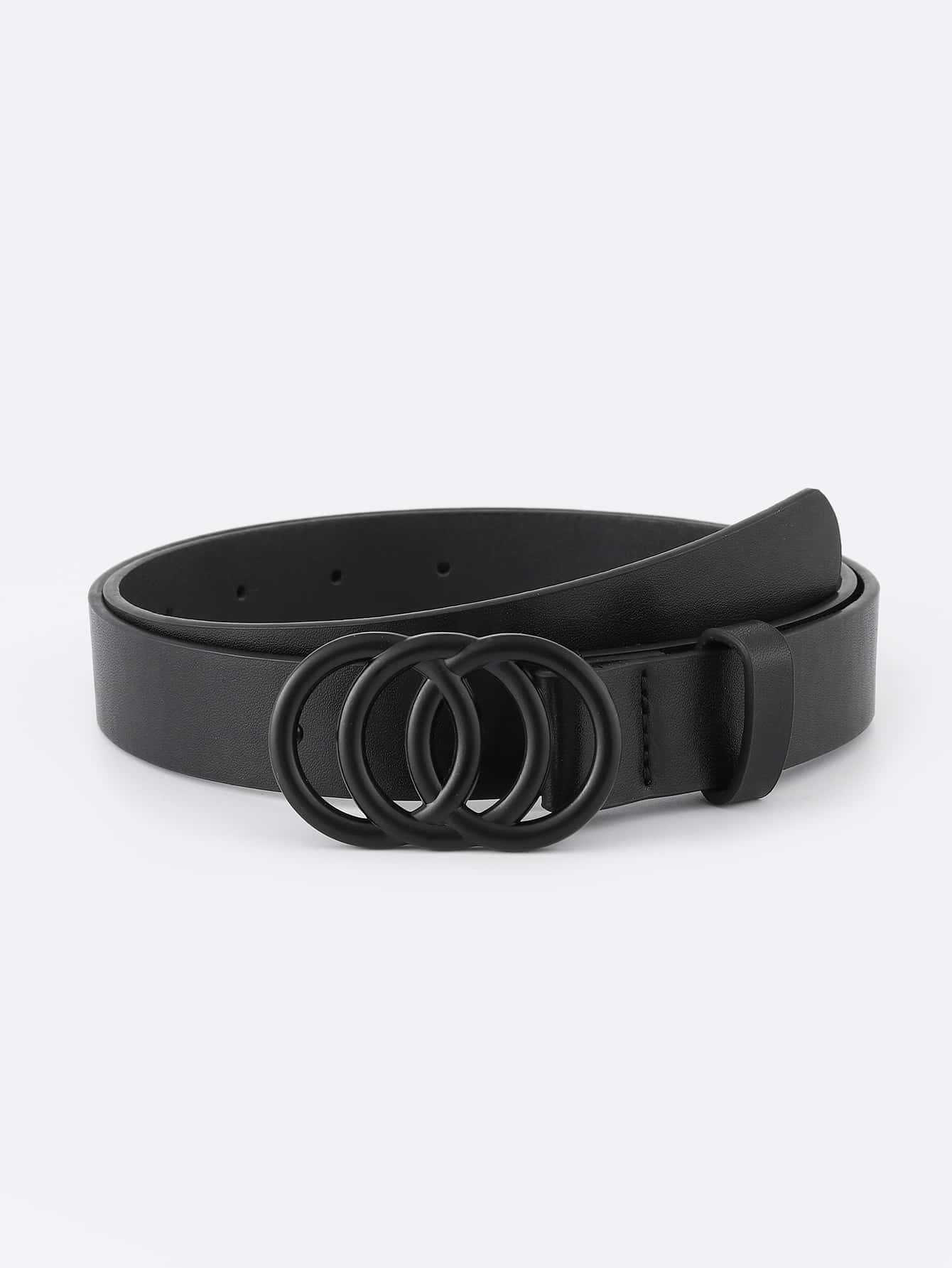 Cinturón con hebilla con diseño de 3 O - Negro - Ver 1