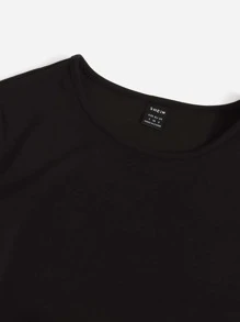 SHEIN LUNE Crop Tee & Paper Bag Waist Tie Front Shorts Set - Royal Blue - View 4