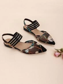 Fall/Winter Women's Embroidered Mesh Mule Flats