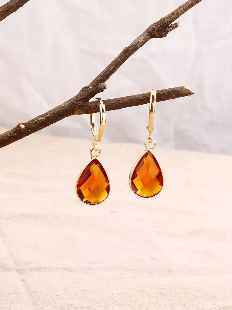 Pendientes con gota de agua - Café integral - Ver 1