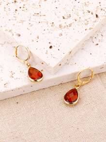 Pendientes con gota de agua - Café integral - Ver 4