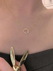 方晶鋯石飛機墜飾項鍊 - 金黃色 - 查看 1