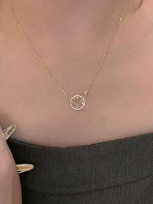 方晶鋯石飛機墜飾項鍊 - 金黃色 - 查看 4