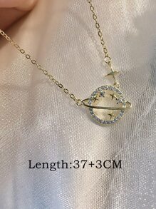 方晶鋯石飛機墜飾項鍊 - 金黃色 - 查看 5