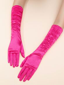 Solid Elbow Gloves - Hot Pink - View 3