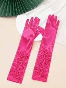 Solid Elbow Gloves - Hot Pink - View 4