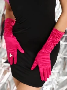 Solid Elbow Gloves - Hot Pink - View 5