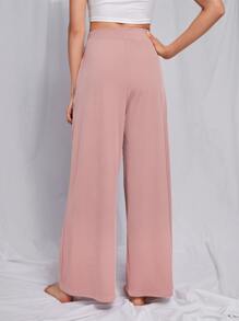 Pantalones homewear con fruncido de pierna ancha - Rosa Pálido - Ver 2
