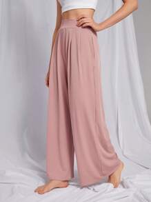 Pantalones homewear con fruncido de pierna ancha - Rosa Pálido - Ver 3
