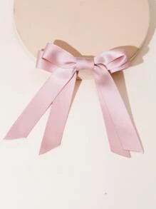 1pc Shiny Double-Layer Streamers Bow Hair Clip, Versatile Elegant Hair Accessory Suitable For Any Occasion Cute - Pink - View 2