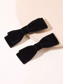 2pcs/4pcs Velvet Bowknot Hair Clips In Solid Colors, Suitable For Any Occasion Claw Clips Hair Claws Hair Barrettes, Winter Outfit For Women, Bows, Cute, Hair Accessories, Head Accessories - Black - View 1