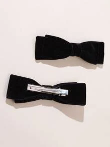 2pcs/4pcs Velvet Bowknot Hair Clips In Solid Colors, Suitable For Any Occasion Claw Clips Hair Claws Hair Barrettes, Winter Outfit For Women, Bows, Cute, Hair Accessories, Head Accessories - Black - View 2
