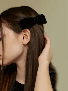 2pcs/4pcs Velvet Bowknot Hair Clips In Solid Colors, Suitable For Any Occasion Claw Clips Hair Claws Hair Barrettes, Winter Outfit For Women, Bows, Cute, Hair Accessories, Head Accessories - Black - View 3