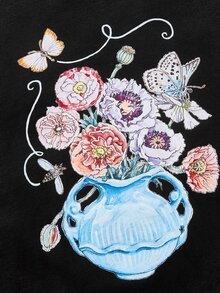 Claudette Lambert Camiseta con estampado floral con mariposa - Negro - Ver 4