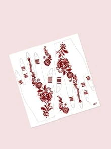 1 hoja de etiqueta adhesiva de tatuaje con patrón floral