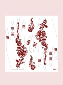 1 hoja de etiqueta adhesiva de tatuaje con patrón floral