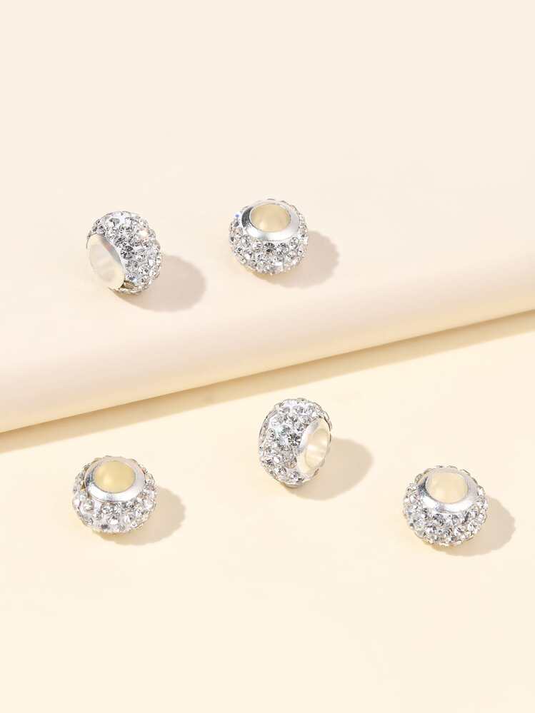 5 piezas con diseño de diamante de imitación cuenta - Plateado - Añade 1