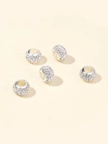 5 piezas con diseño de diamante de imitación cuenta - Plateado - Ver 3