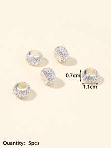 5 piezas con diseño de diamante de imitación cuenta - Plateado - Ver 4