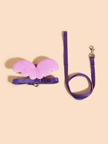 2 piezas Arnés para mascotas con diseño de ala & Correa - Morado - Ver 2