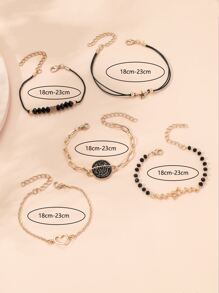 5pcs Heart & Star Decor Bracelet - Multicolor - View 3