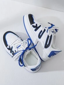 Alan Vincent 2023新品到貨女士低幫繫帶平底休閒鞋帶時尚字母裝飾用品,舒服適用於戶外運動和學生生活,百搭 - 白色 - 查看 4