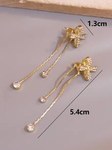 水鑽蝴蝶結裝飾耳夾 - 金黃色 - 查看 4