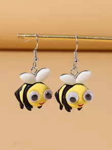 蜜蜂設計耳墜 - 黃色 - 查看 1