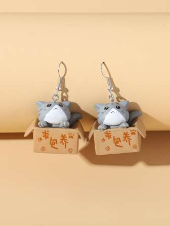 Pendientes con gato de dibujos animados