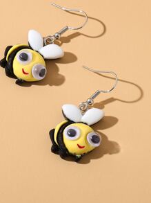 蜜蜂設計耳墜 - 黃色 - 查看 2