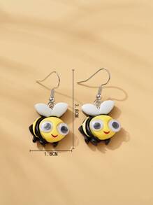 蜜蜂設計耳墜 - 黃色 - 查看 3