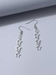 Pendientes largos con estrella - Plateado - Ver 1
