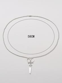 Scissors Shaped Alloy Pendant Necklace - Silver - View 3