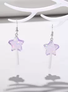 Bông tai thả hình sao kẹo mút - Màu tím - Xem 1