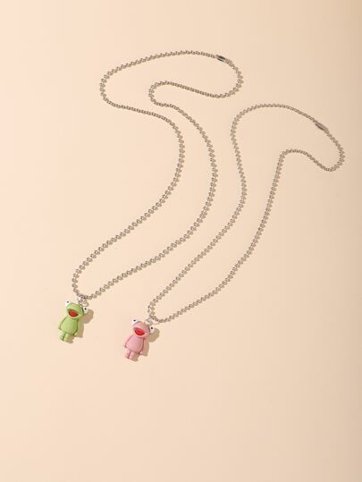 قلادة بتعليقة ضفدع رسوم كارتون 2 قطع