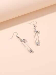 1对时尚百搭的心形和星星吊坠耳环 - 復古銀色 - 查看 11