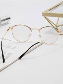 Metal Frame Browline Eyeglasses Clear Glasses Accessories - Multicolor - View 2