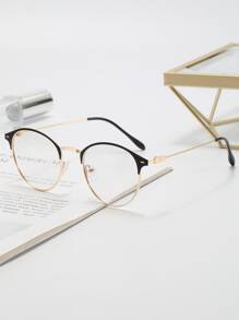 Metal Frame Browline Eyeglasses Clear Glasses Accessories - Multicolor - View 5